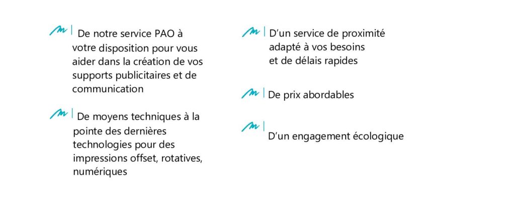 services proposés par l'imprimeur
